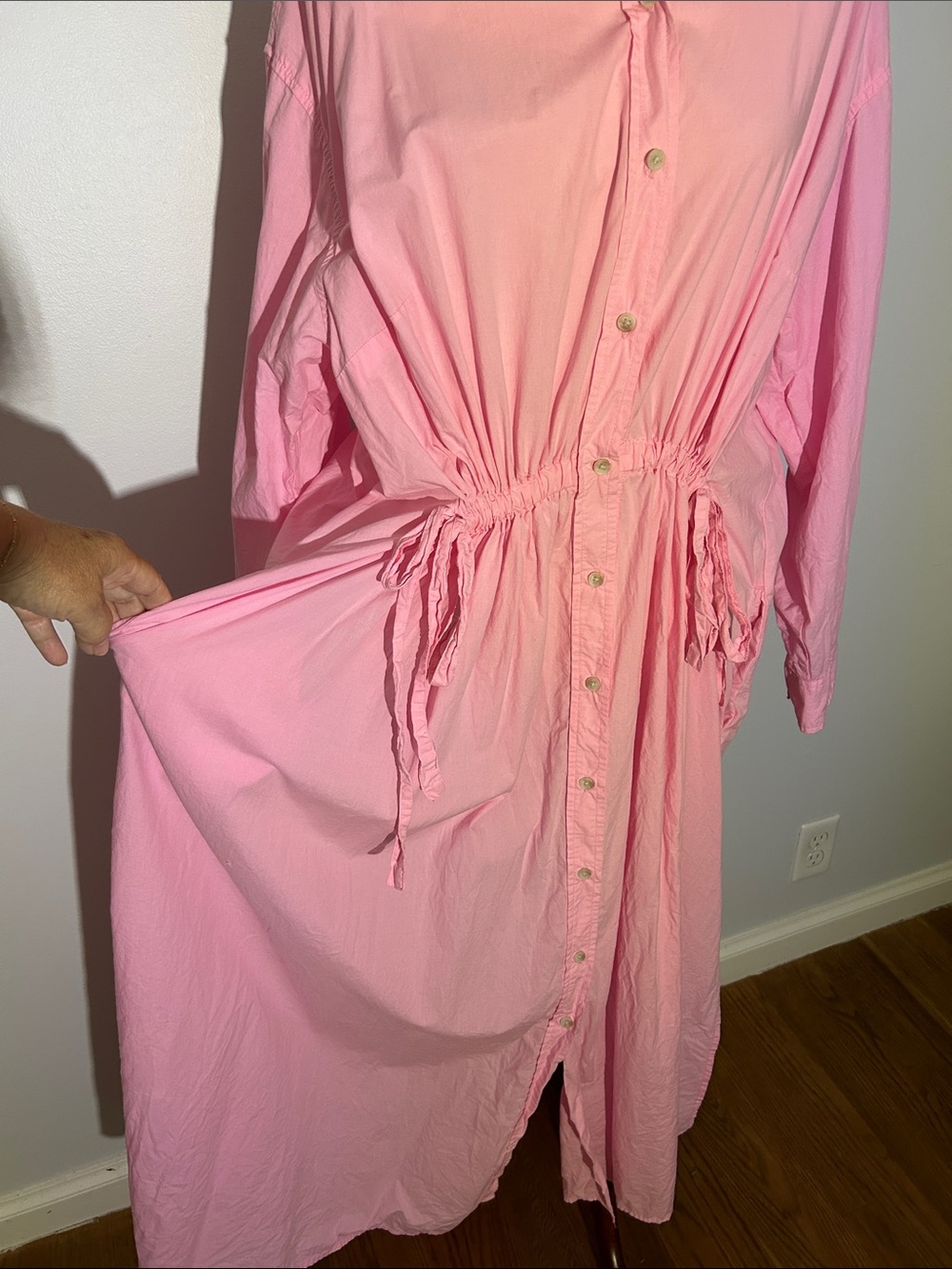 Universal Thread Pink Button-Front Drawstring Maxi Dress - Picture 3 of 9